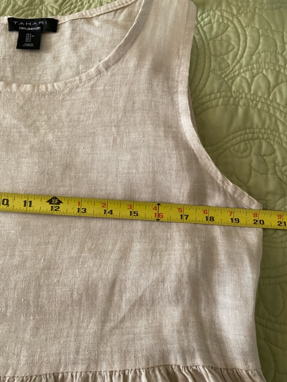 Tahari Cream Linen Sleeveless Peplum Top - Picture 6 of 7